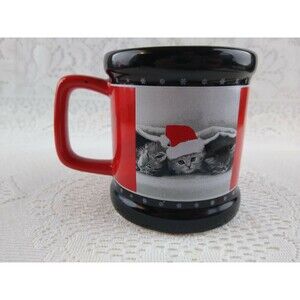 Sleeping Kittens Kitty Cat Mug Cup Christmas Red and Black Keith Kimberlin